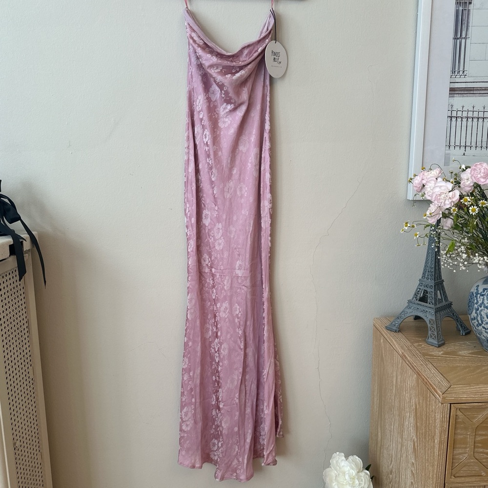 Princess Polly Pink Floral midi strapless dress